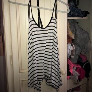 charlotte russe b&w striped tank top